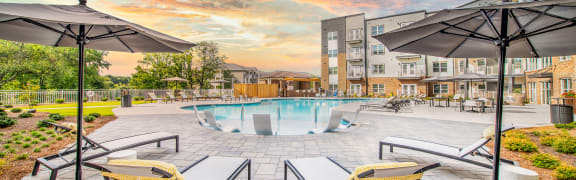 swimming pool and lounge chairs