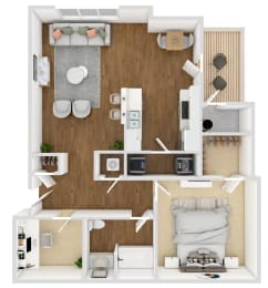 1 Bed 1 Bath Floor Plan | 863 Sq. Ft. at The Madison Apartment Homes in Tyler, TX