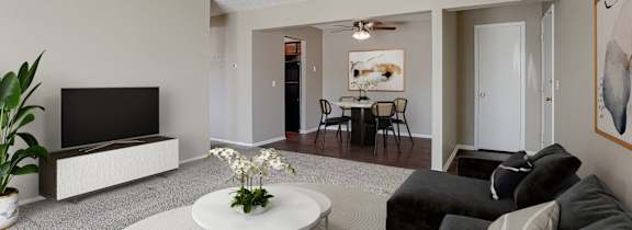 Omaha, NE Evergreen Terrace |a kitchen with granite counter tops and a sink