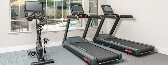 Fitness center with treadmill and stationary bike at Westlake Canyon, California 91362