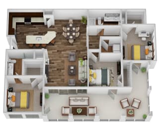 3 bedroom floor plan  the residences at