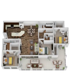 3 bedroom floor plan  the residences at