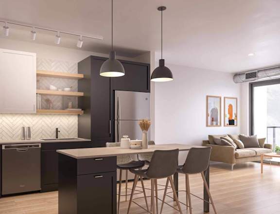 a rendering of a kitchen in a development.