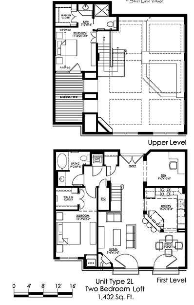 2 Bedroom Floor Plan at The Landings at Silver Lake Village, St. Anthony, 55421