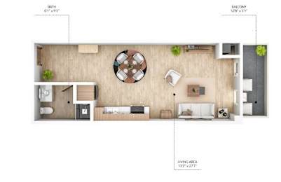S3 Floor Plan at City Square Lofts, Iowa, 50309