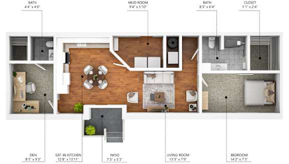 A22 1Bed 1Bath at Velocity Apartments, Des Moines