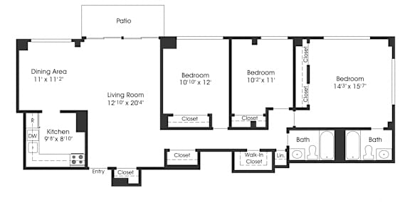 2 bed 2 bath Q at Seminary Towers, Alexandria, 22304