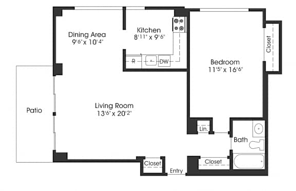 1 bed 1 bath D at Seminary Towers, Alexandria, Virginia