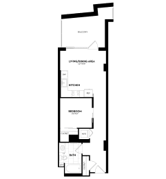 Junior 1 Bedroom, 1 Bathroom - 574 square feet