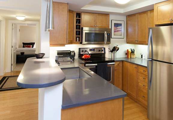 Above-Range Microwave with Exhausting Hood at Marion Square, Brookline, MA