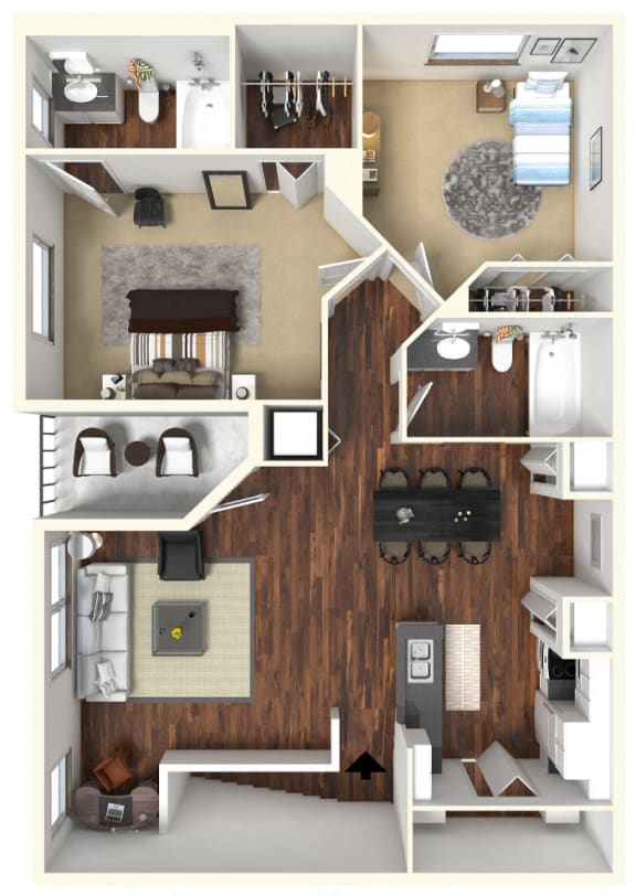 Floor Plan  2 bed 2 bath A at Rivertree Apartments, Riverview, 33578
