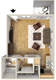 The Village at South Coast Studio Apartment Floor Plan