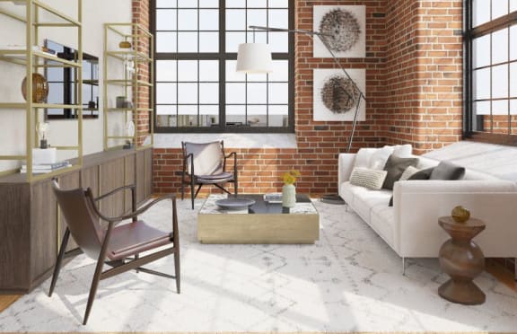 Living Room at Riverwalk Apartments, Lawrence, MA