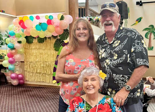 A group of people posing for a photo at River Commons Senior Living, Redding, CA