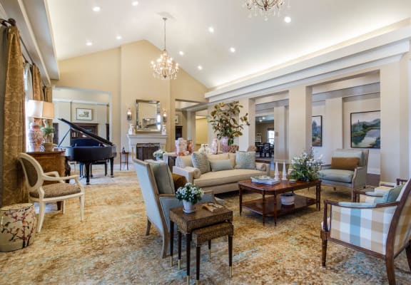Resident Common Area and Lounge with Grand Piano