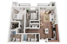 a 1 bedroom floorplan is shown with a wood floor