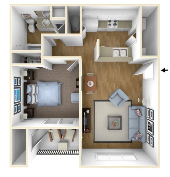 Floor Plan  Spokane Valley, WA Farr Court Apartments 1 bedroom 1 bath