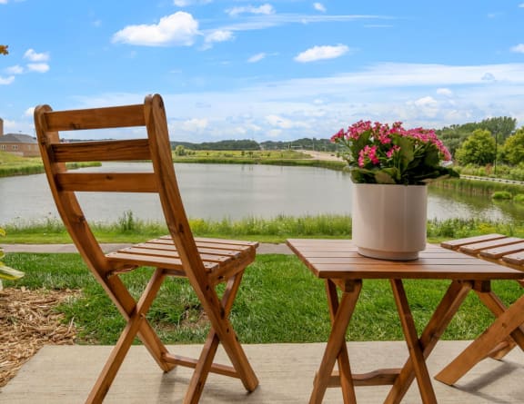 Apartment Patio Next To Community Pond