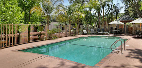 Swimming Pool With Relaxing Sundecks at Maison Massol, Los Gatos, California