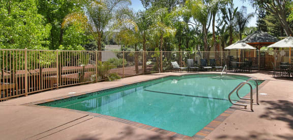 Swimming Pool With Relaxing Sundecks at Maison Massol, Los Gatos, California