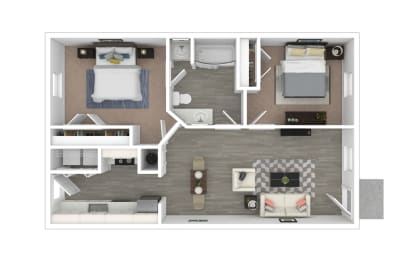 2 Bedroom 1 Bath Floor Plan at Bennett, Greenville, 27858