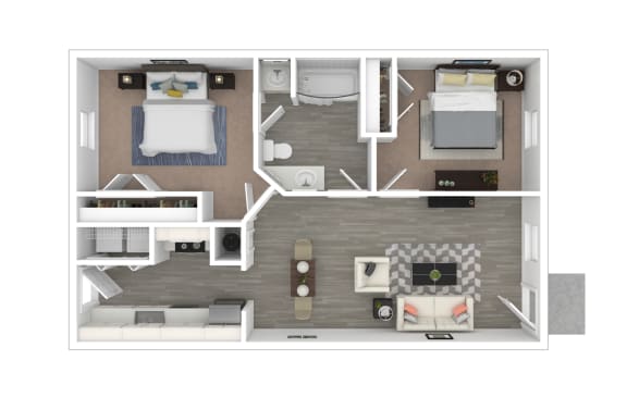 Floor Plan  2 Bedroom 1 Bath Floor Plan at Bennett, Greenville, 27858