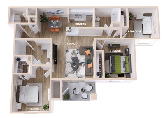A diagram of a house layout with labeled rooms.