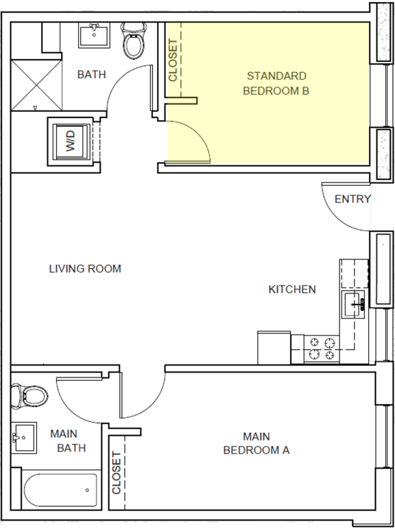 Shamrock Floor Plan Standard Bedroom