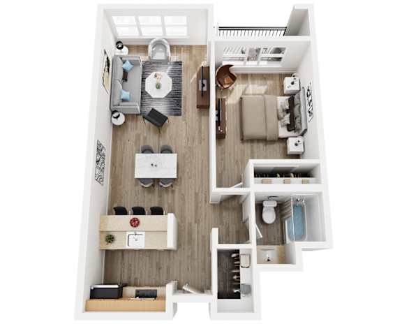 One Bed One Bath Floorplan at AVIA on Pike Street, Seattle