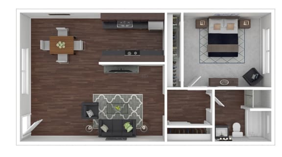 Atrium at West Covina One Bedroom One Bathroom Floor Plan