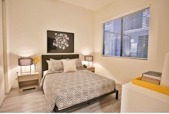 Apartments In Scottsdale For Rent - Spacious Bedroom with a Large Window and Wood-Style Flooring