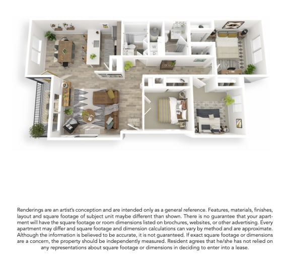 Echo Mountain Apartments 2 Bedroom 2 Bathroom Floor Plan