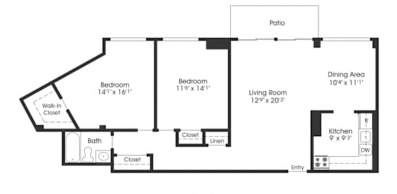 2 bed 2 bath B at Seminary Towers, Alexandria, VA
