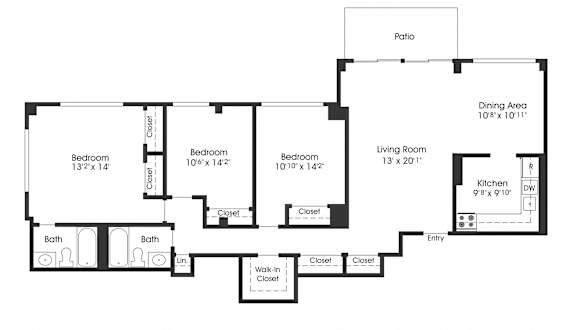 3 bed 2 bath at Seminary Towers, Alexandria, Virginia