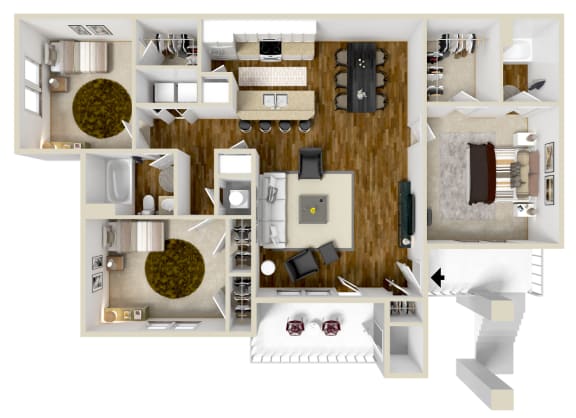 Floor Plan  3x2 The Estate | 1,413 Sq. Ft. at Highpointe Apartment Homes, Brandon, 39042
