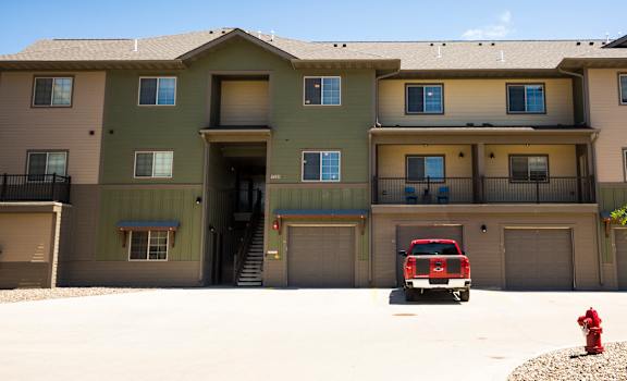 Image of garages and stairs into apartments