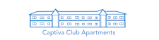 a blue outline of a building with the words capitola club apartments