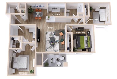A diagram of a house layout with labeled rooms.