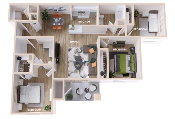 A diagram of a house layout with labeled rooms.
