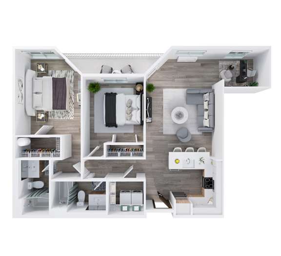 Harbor Sky Apartments in Portland, Oregon 2x2 J Floor Plan