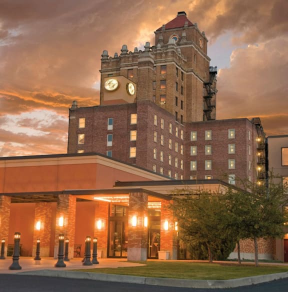 Large Building Exterior at Sunset