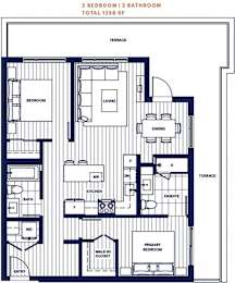 Penthouse 2 bed 2 bath 1256sf