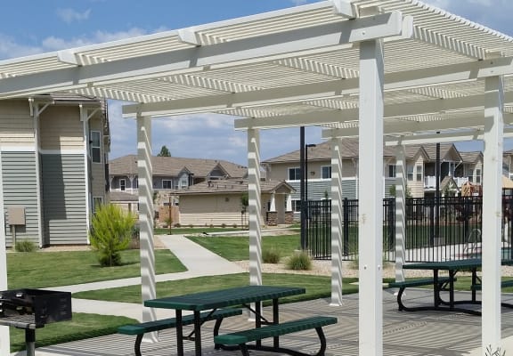 Image of patio picnic area on property lawn