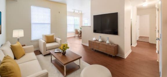 a living room with a couch and a coffee table