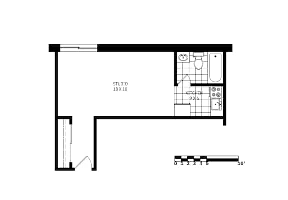 Efficient studio apartment floor plan