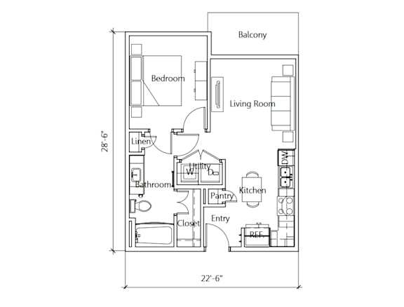 A drawing of a floor plan for a home by The Truman Arlington Commons.