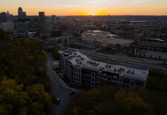 Night Aerial View at Adams Edge Apartments, Ohio, 45202
