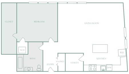 Harbor Hill Apartments floor plan A3 - 1 bed 1 bath - 2D