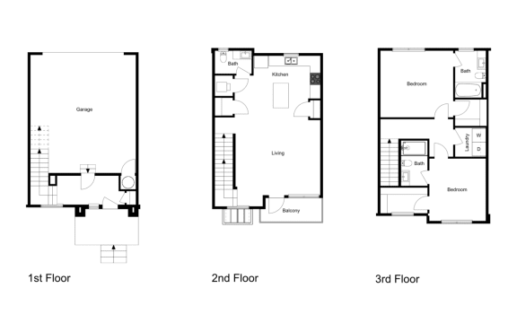 Vaseo Townhomes - Lehi, Utah | Townhome 2D Floor Plan