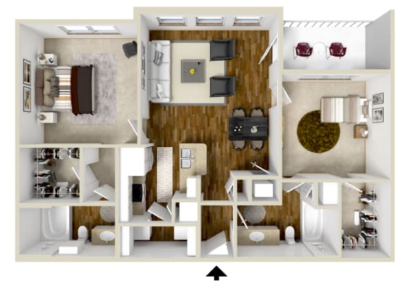 Two bedroom, two bathroom apartment | 972 Sq. Ft. at Kingston Crossing